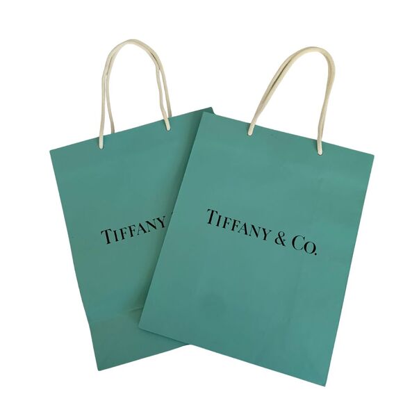 Tiffany & Co. Medium 10" x 8" x 4" Blue Paper Shopping Bag Reusable Lot of 2 - Picture 9 of 9